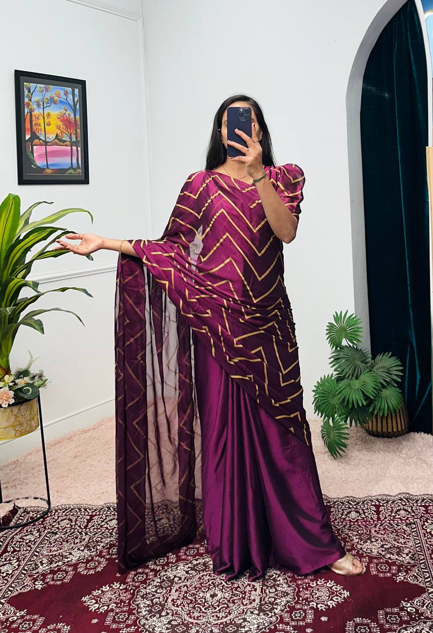 1 Min Rangoli Silk Stitched Gown Saree