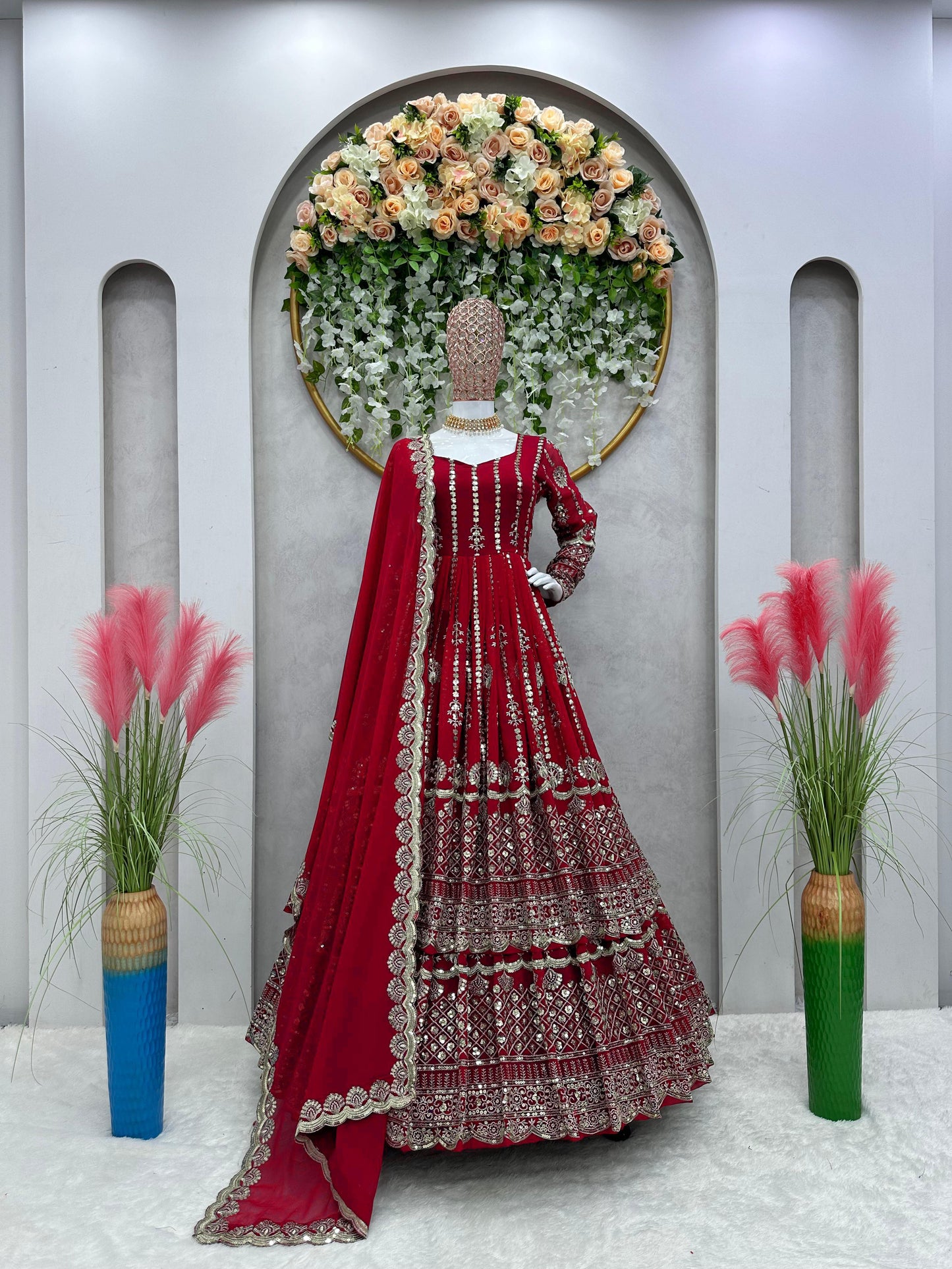 Party Wear Georgette Embroidered Top With Lehenga Suit Dupatta