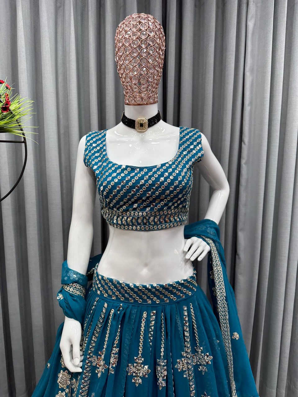 Rama Color Embroidered Wedding Wear Lehenga Choli