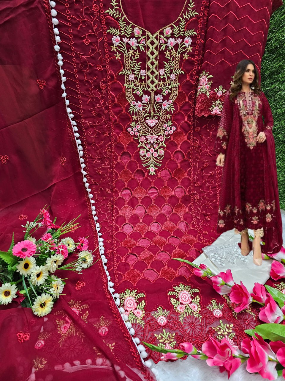 Dark Color Straight Cut Semi Stitched Suit