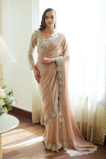 Party Wear Georgette Border Work Saree