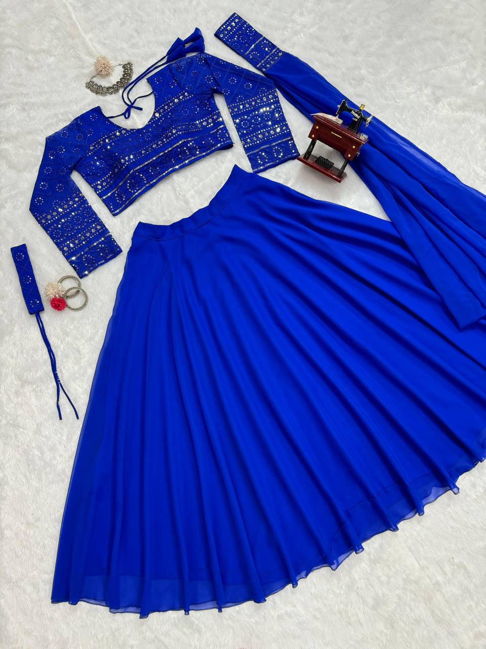 Designer Georgette Thread Work Lehenga Choli With Dupatta
