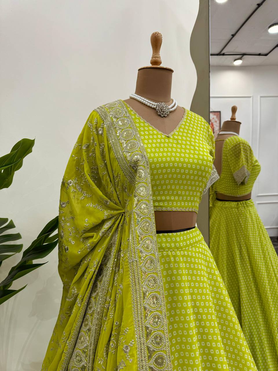 Designer Apple Green Colour Georgette Fabric Digital Print Work Lehenga Choli