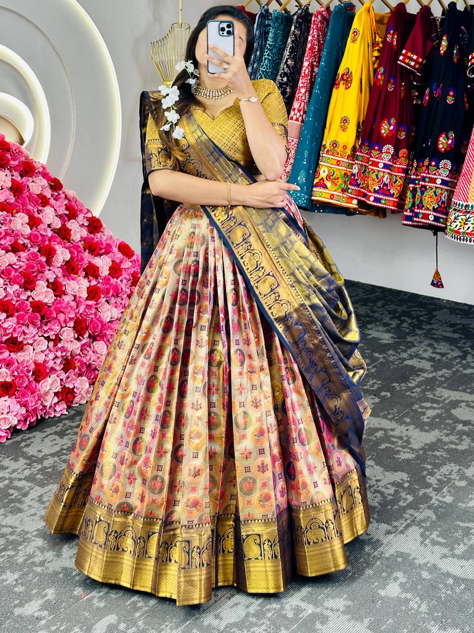 Onam Wear Banarasi Silk Fabric Zari Work Lehenga Choli With Dupatta