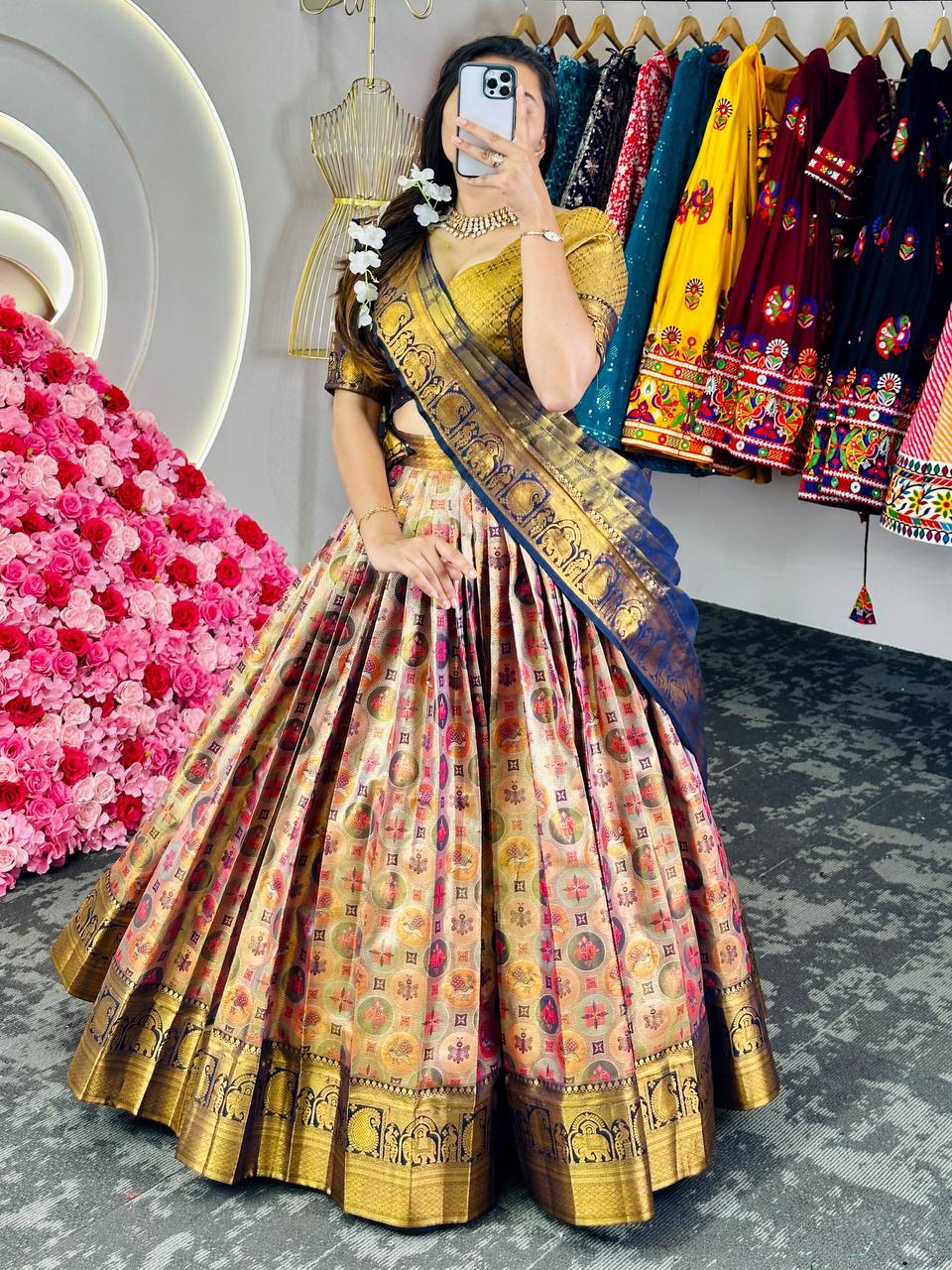 Onam Wear Banarasi Silk Fabric Zari Work Lehenga Choli With Dupatta