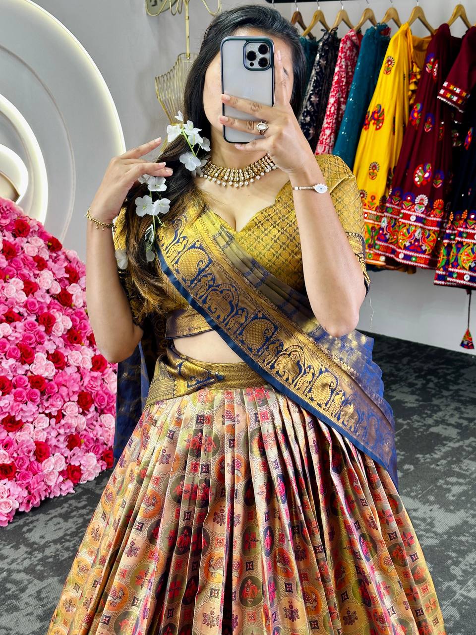 Onam Wear Banarasi Silk Fabric Zari Work Lehenga Choli With Dupatta
