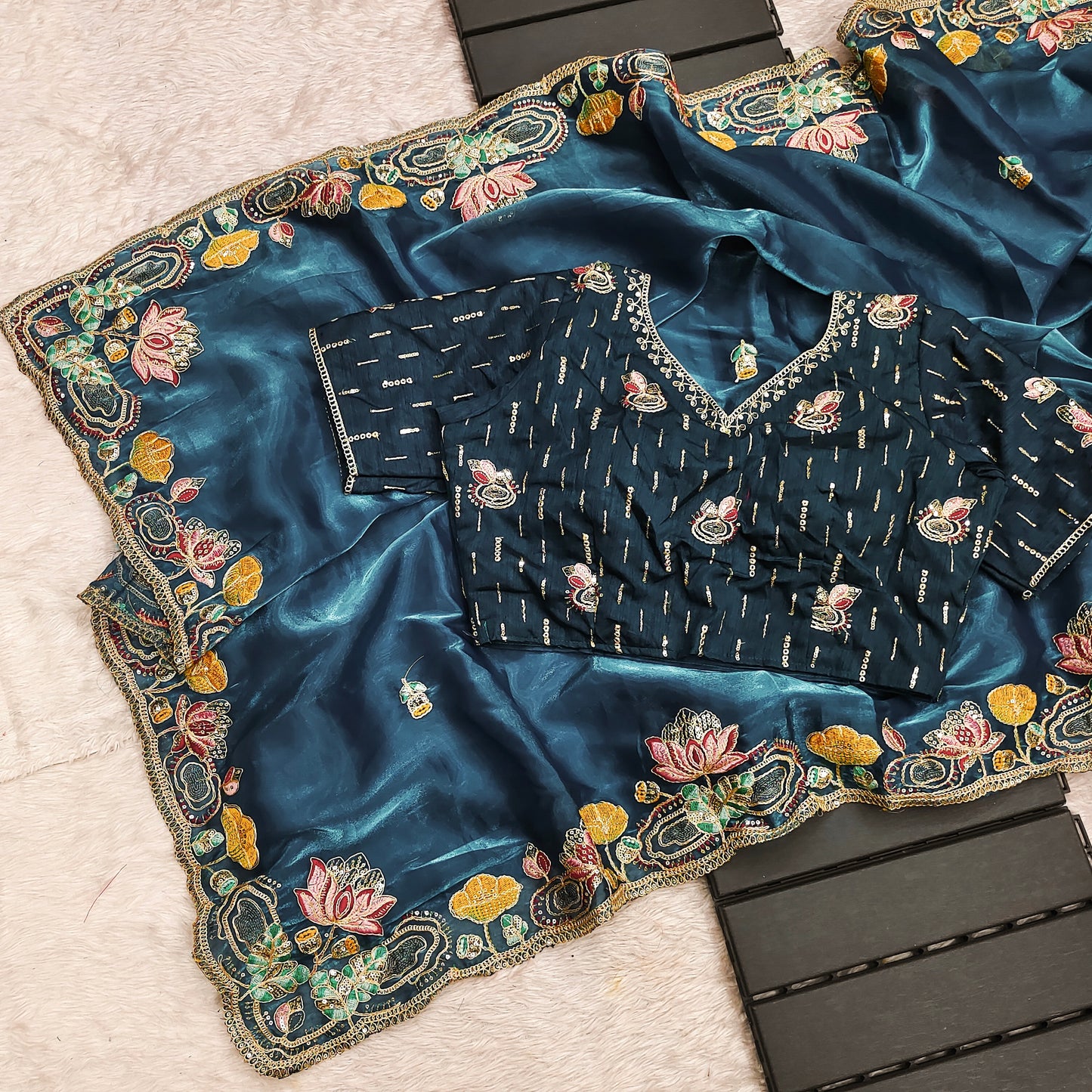 Pure Jimmi Chu Silk Heavy Border Work Saree