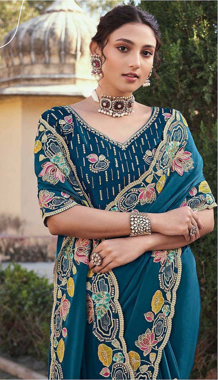 Pure Jimmi Chu Silk Heavy Border Work Saree