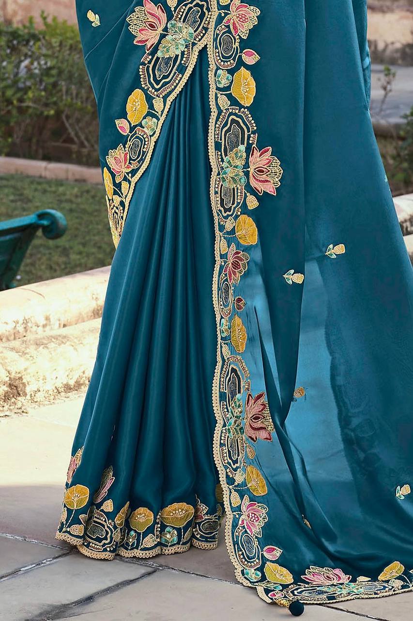 Pure Jimmi Chu Silk Heavy Border Work Saree