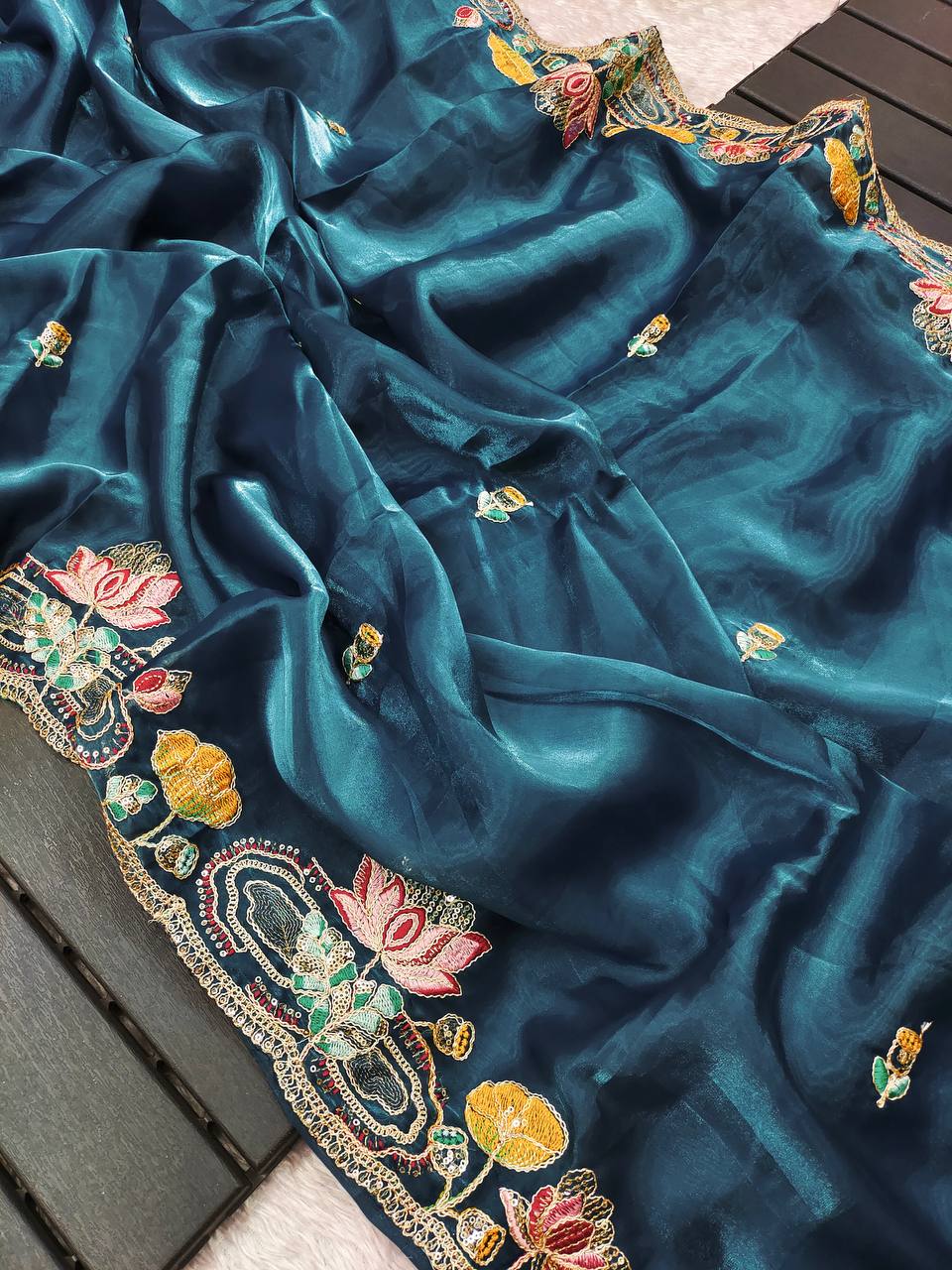 Pure Jimmi Chu Silk Heavy Border Work Saree