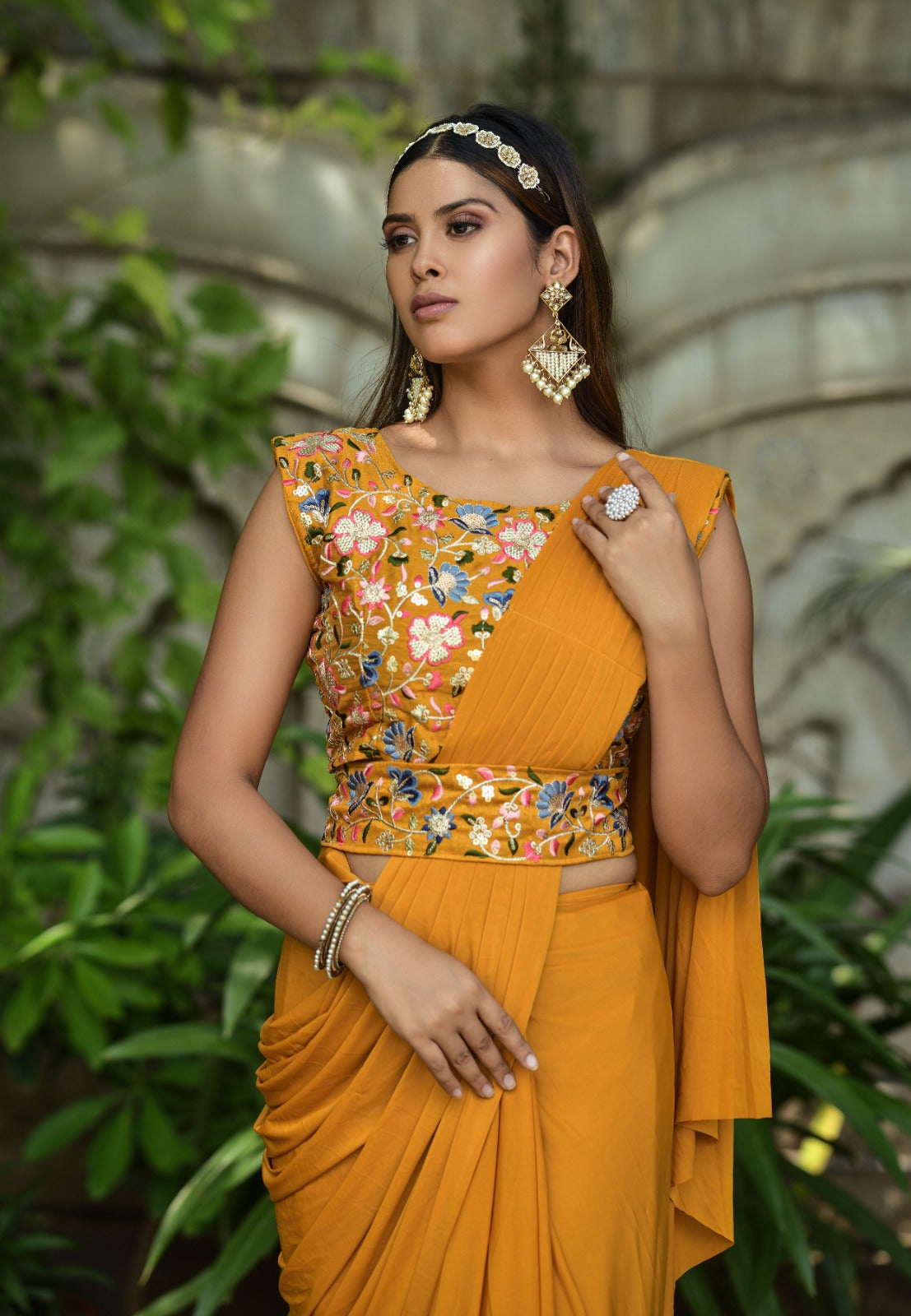 Mustard Color Ready to Wear 1 Minutes Malay Silk Saree with Stitched Blouse teeya