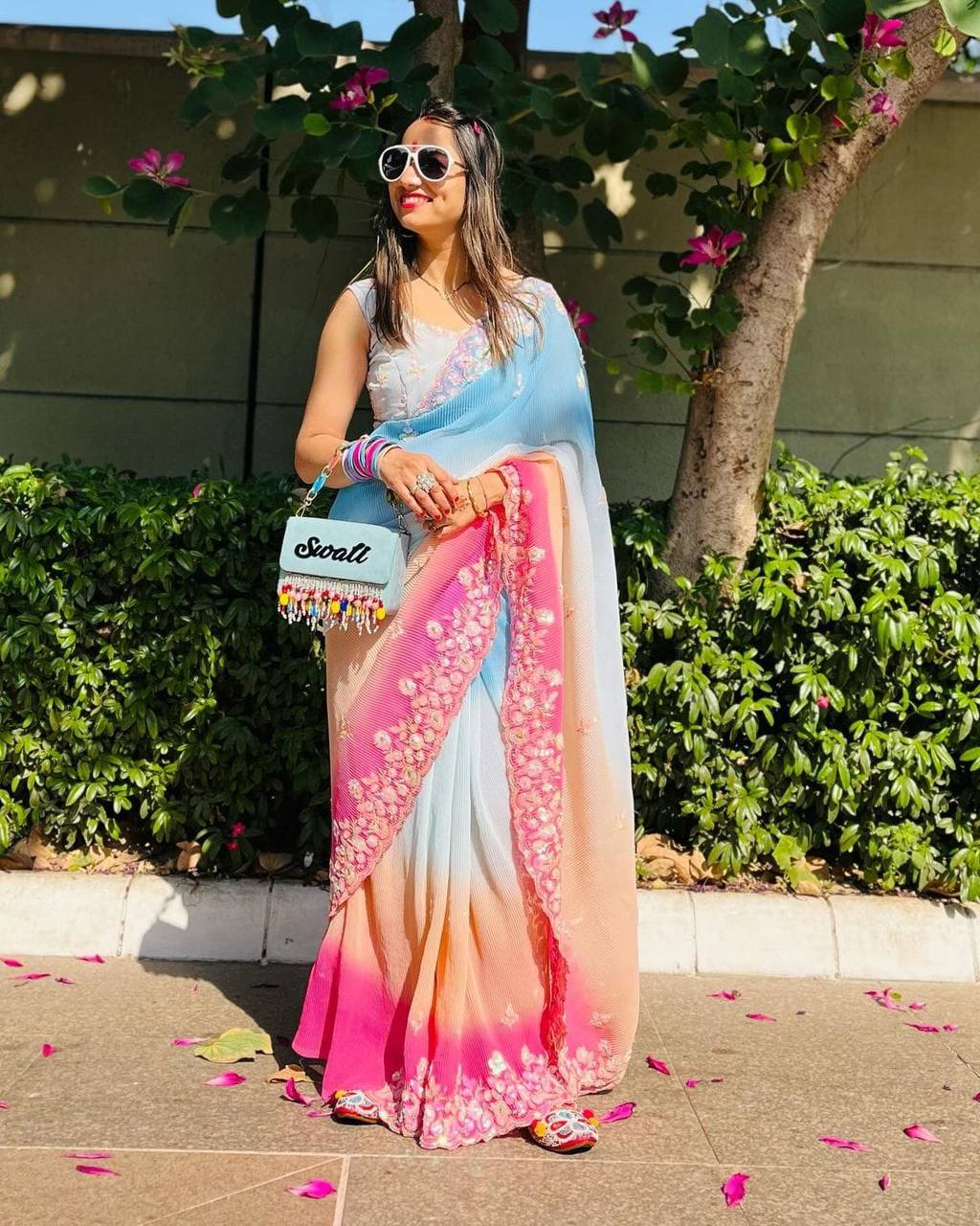 Wedding Wear Heavy Georgette Crush C Pallu Saree Blouse