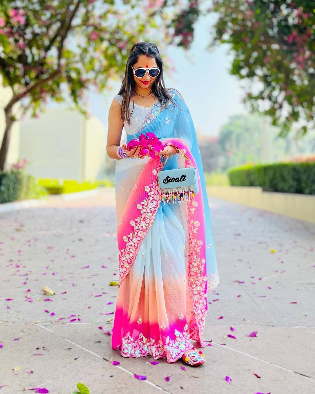 Wedding Wear Heavy Georgette Crush C Pallu Saree Blouse