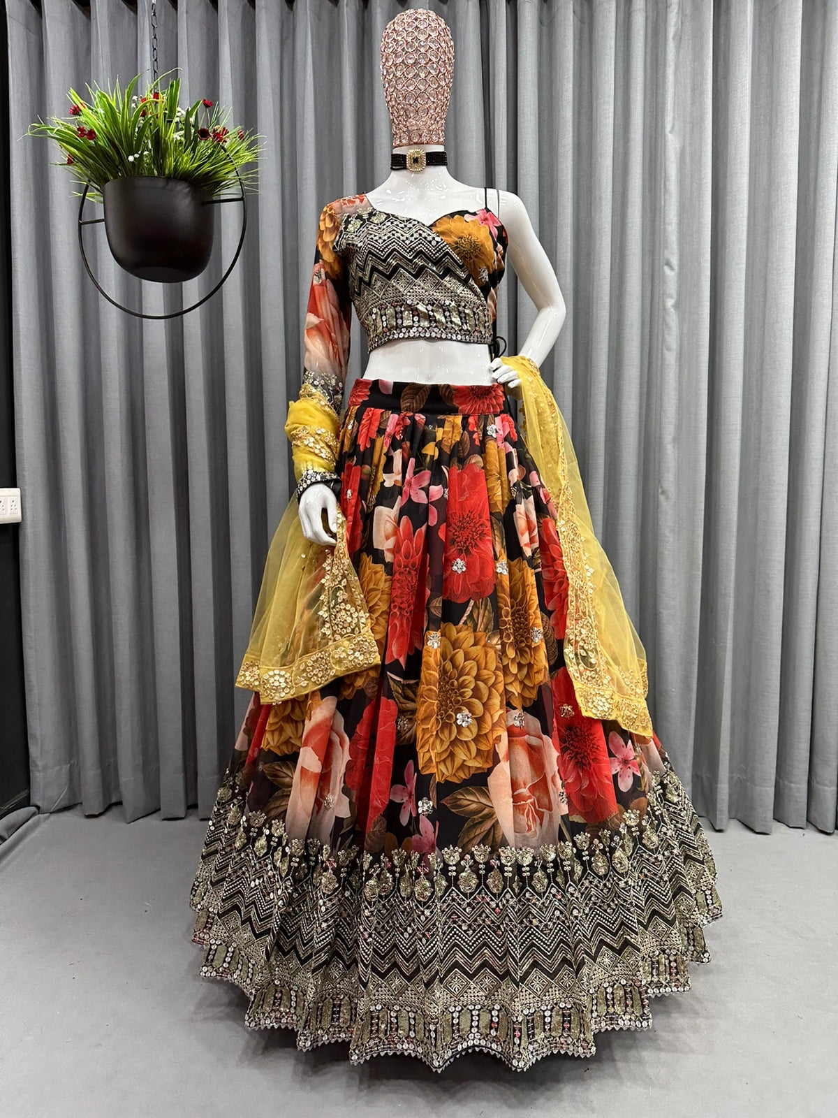 Wedding Wear Deigner Heavy Georgette Lahengha With Sequence Work