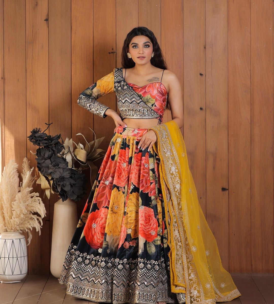 Wedding Wear Deigner Heavy Georgette Lahengha With Sequence Work