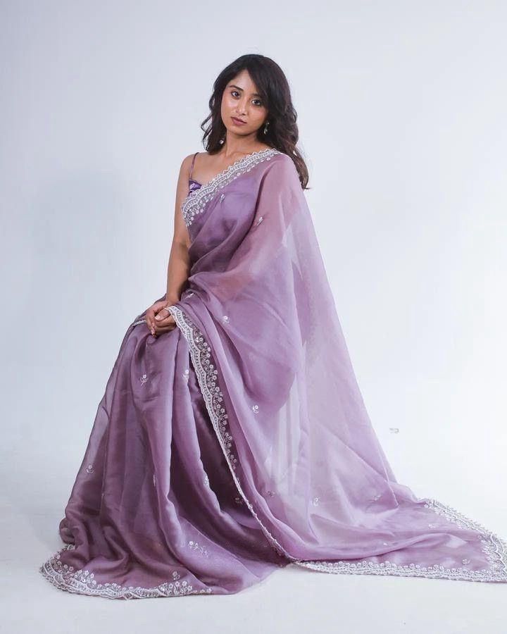 Lavender Color Tubsy Silk Designer Saree