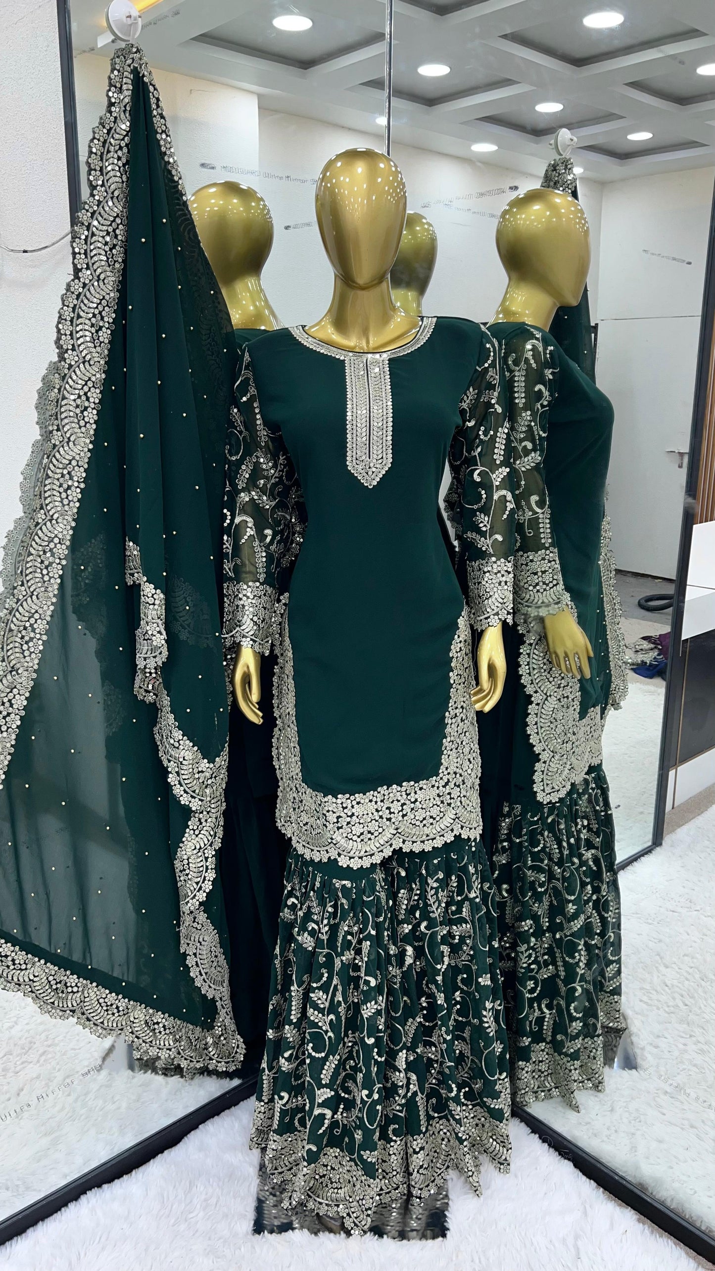 Designer Georgette Fabric Fully Stitched Gharara With Dupatta