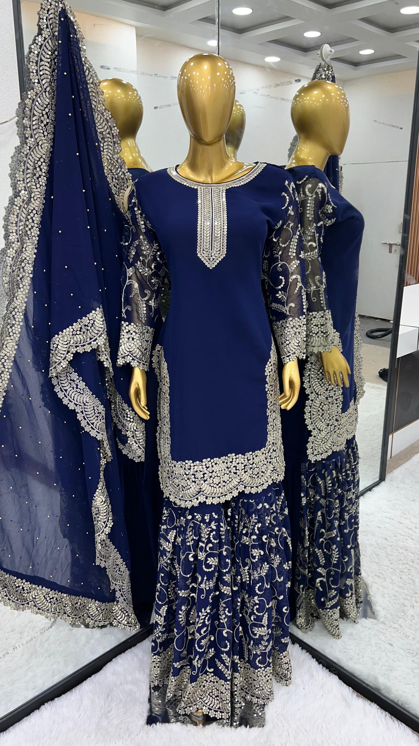 Designer Georgette Fabric Fully Stitched Gharara With Dupatta