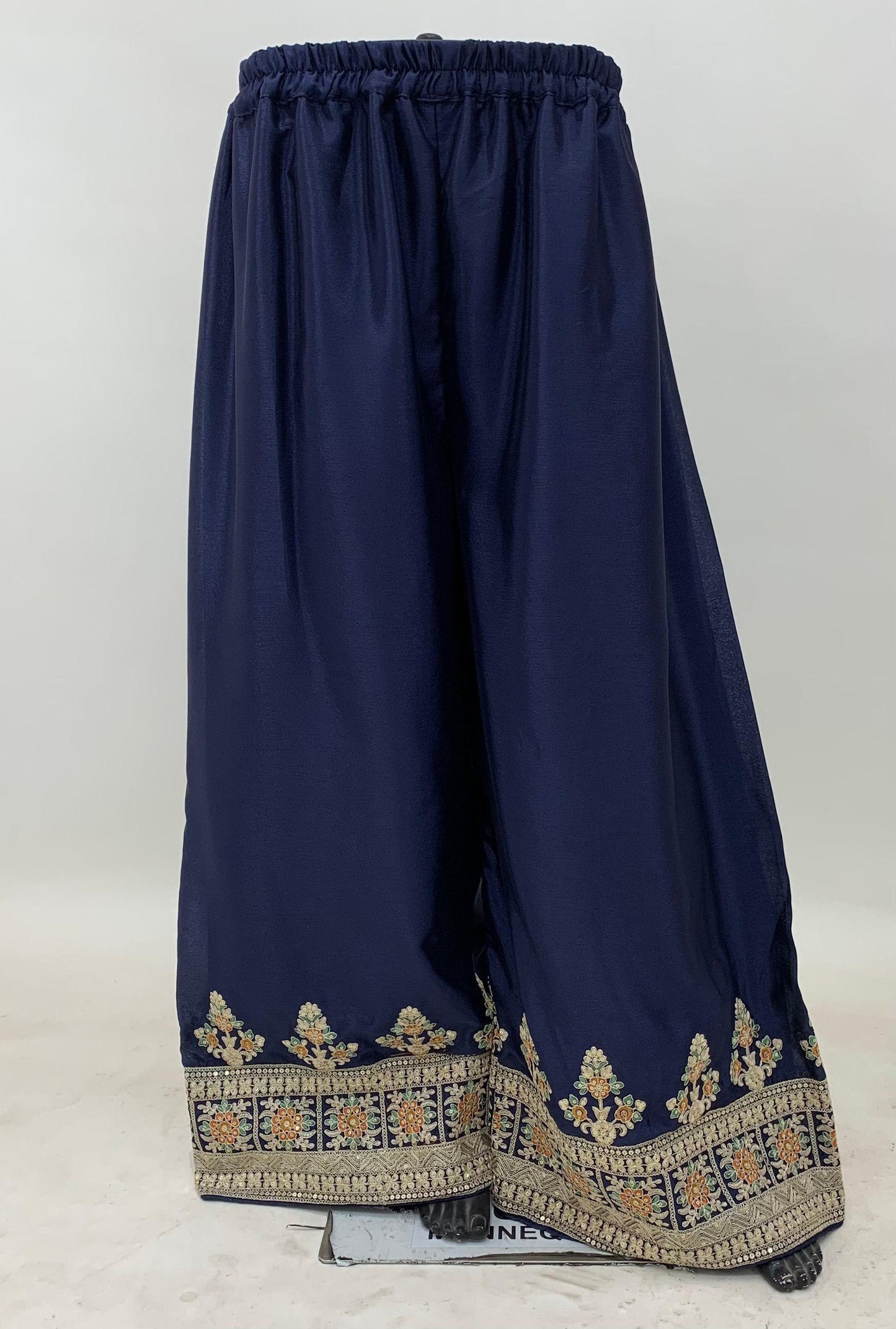 Designer Navy Blue Colour Chinon Fabric Embroidery Work Fully Stitched Suit