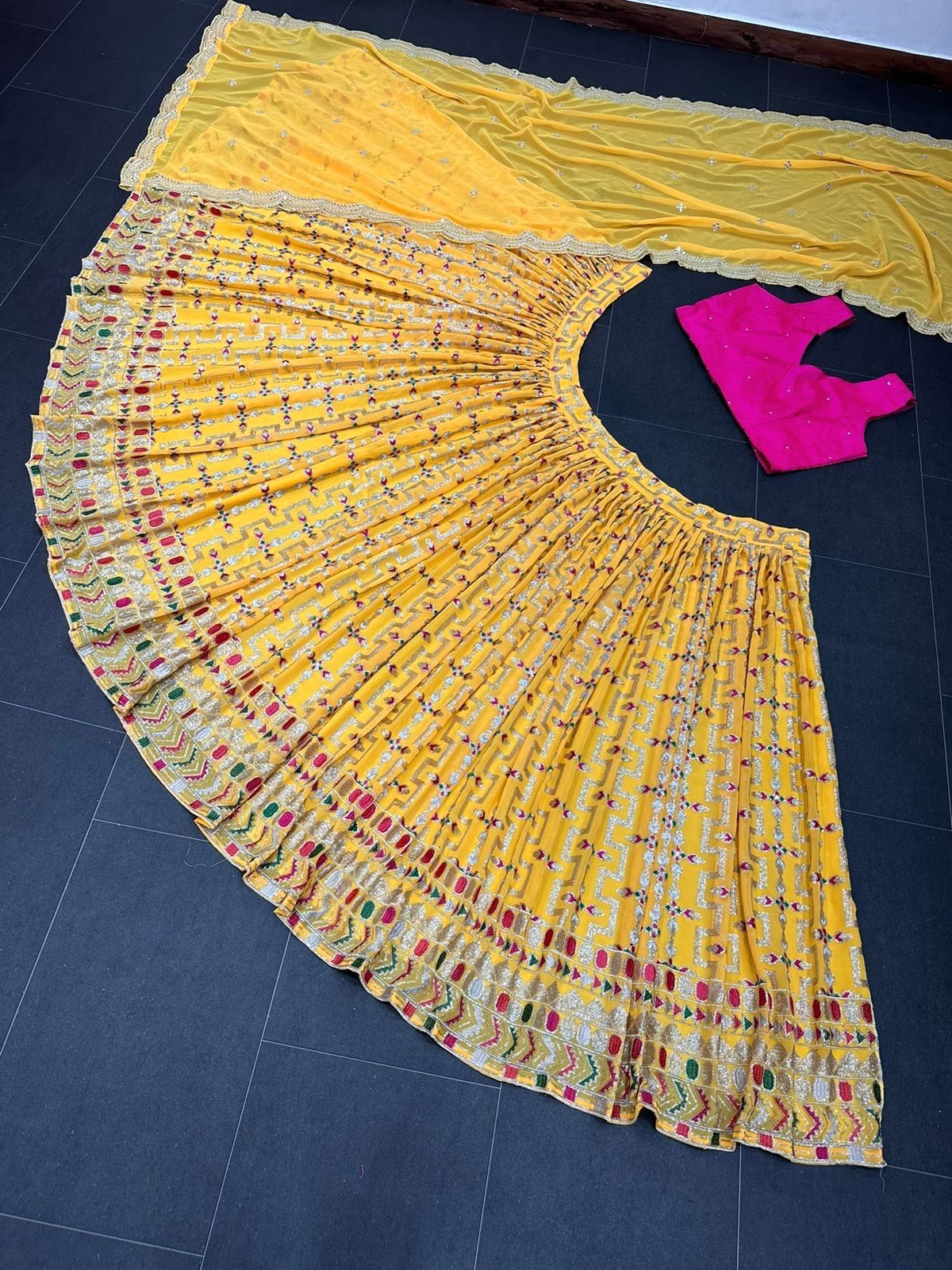 Haldi Special Silk Embroidered Lehenga Choli