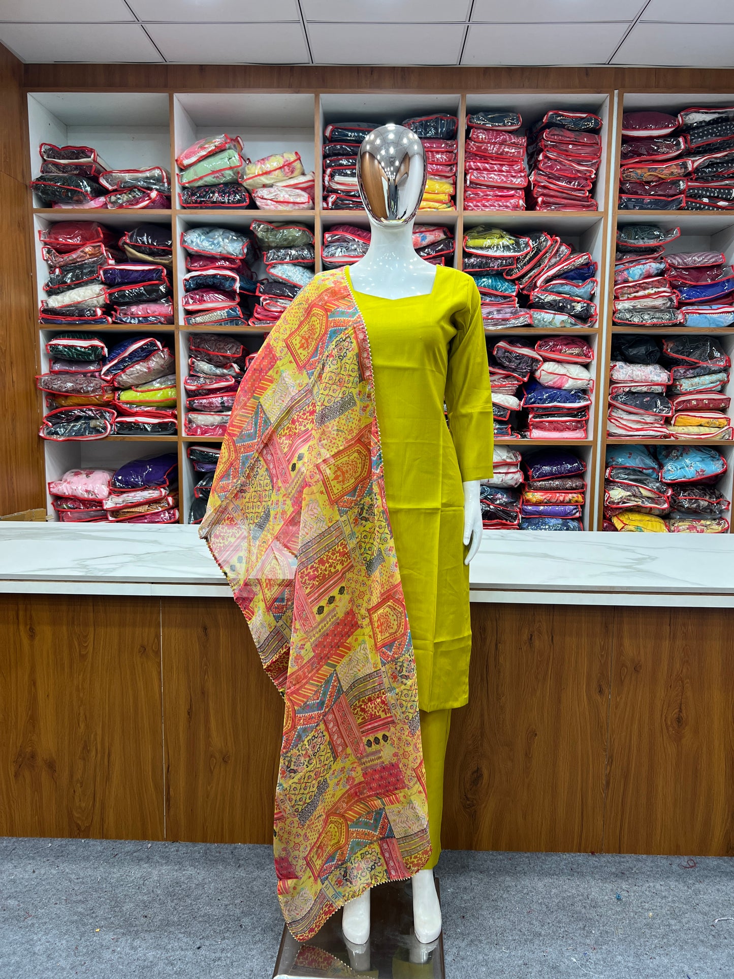 Attractive Yellow Colour  Viscose straight Kurta With Dupatta