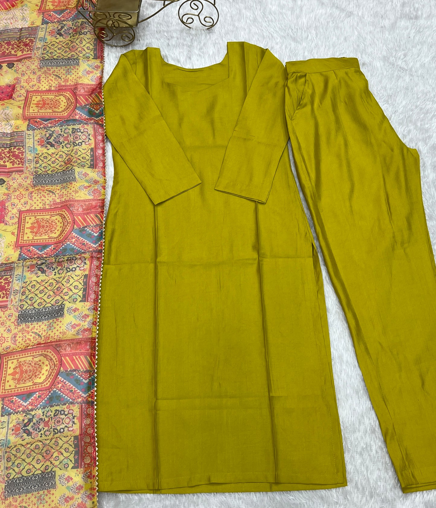 Attractive Yellow Colour  Viscose straight Kurta With Dupatta