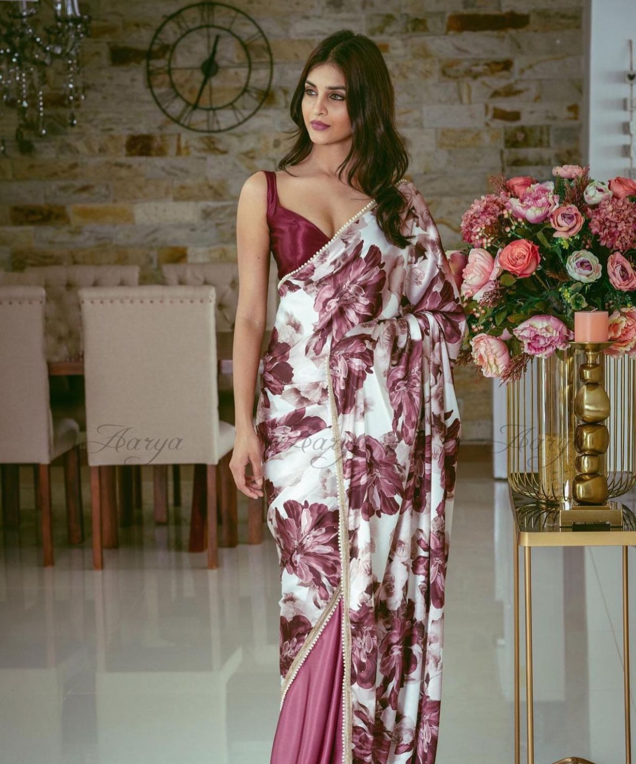 Beautiful Satin Silk Printed Satin Silk Saree