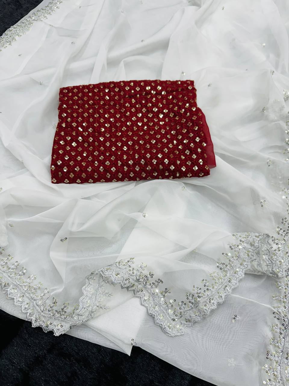 Function Wear White Tubby Silk C Pallu Embroidered Saree