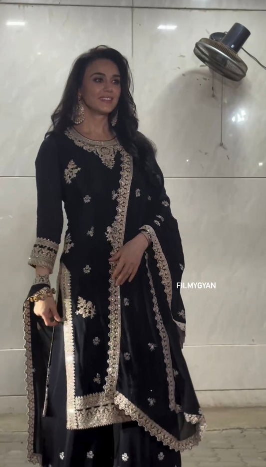 Designer Black Color Georgette Full Stitched Salwar Suit