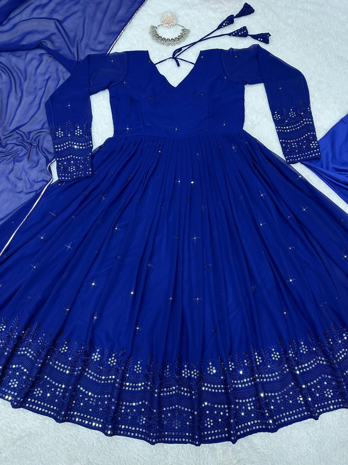 Blue Color Georgette Ready To Wear Salwar Suit For Women