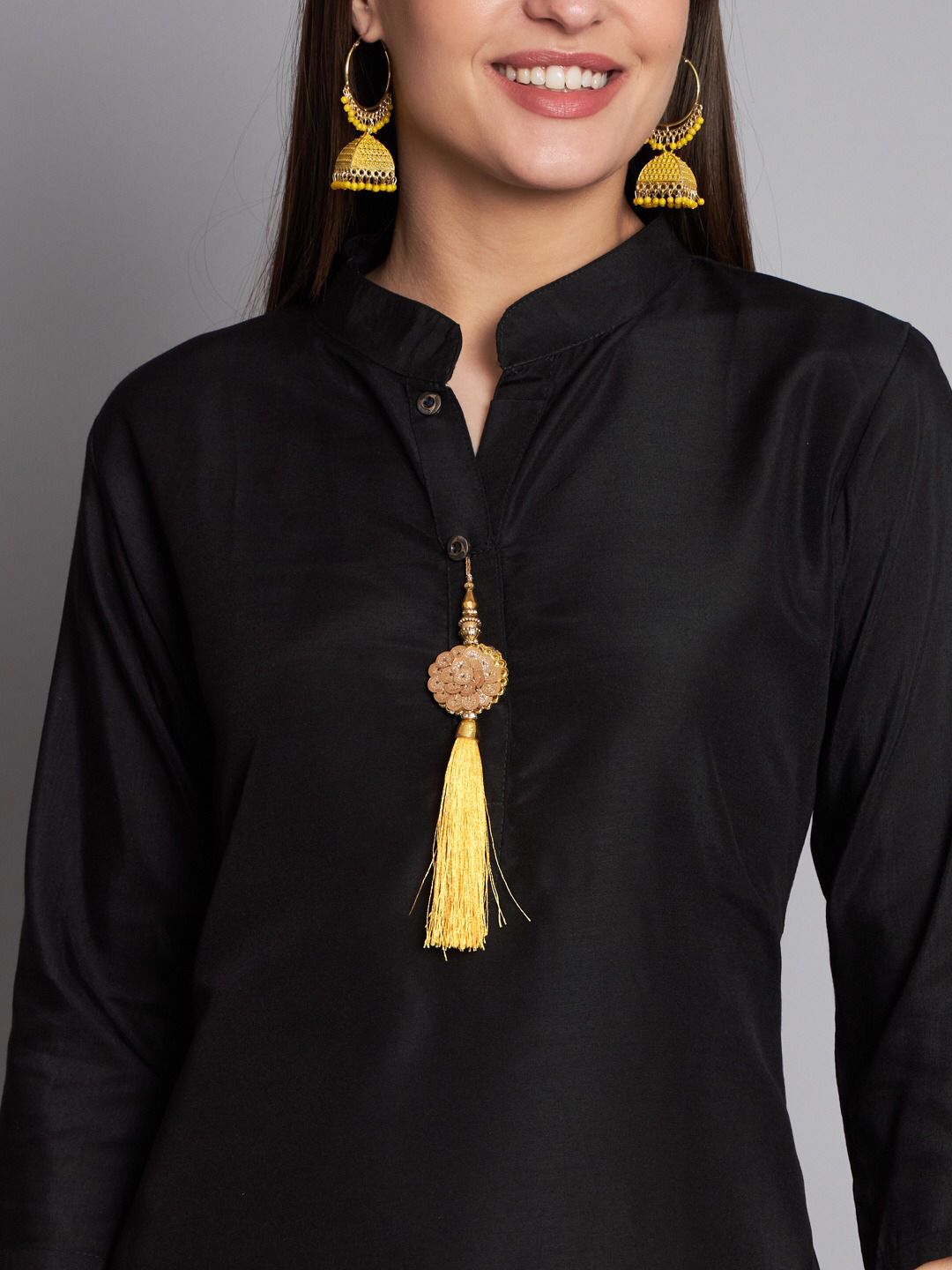 Office Wear Ready to Wear Black Cotton Kurti Set