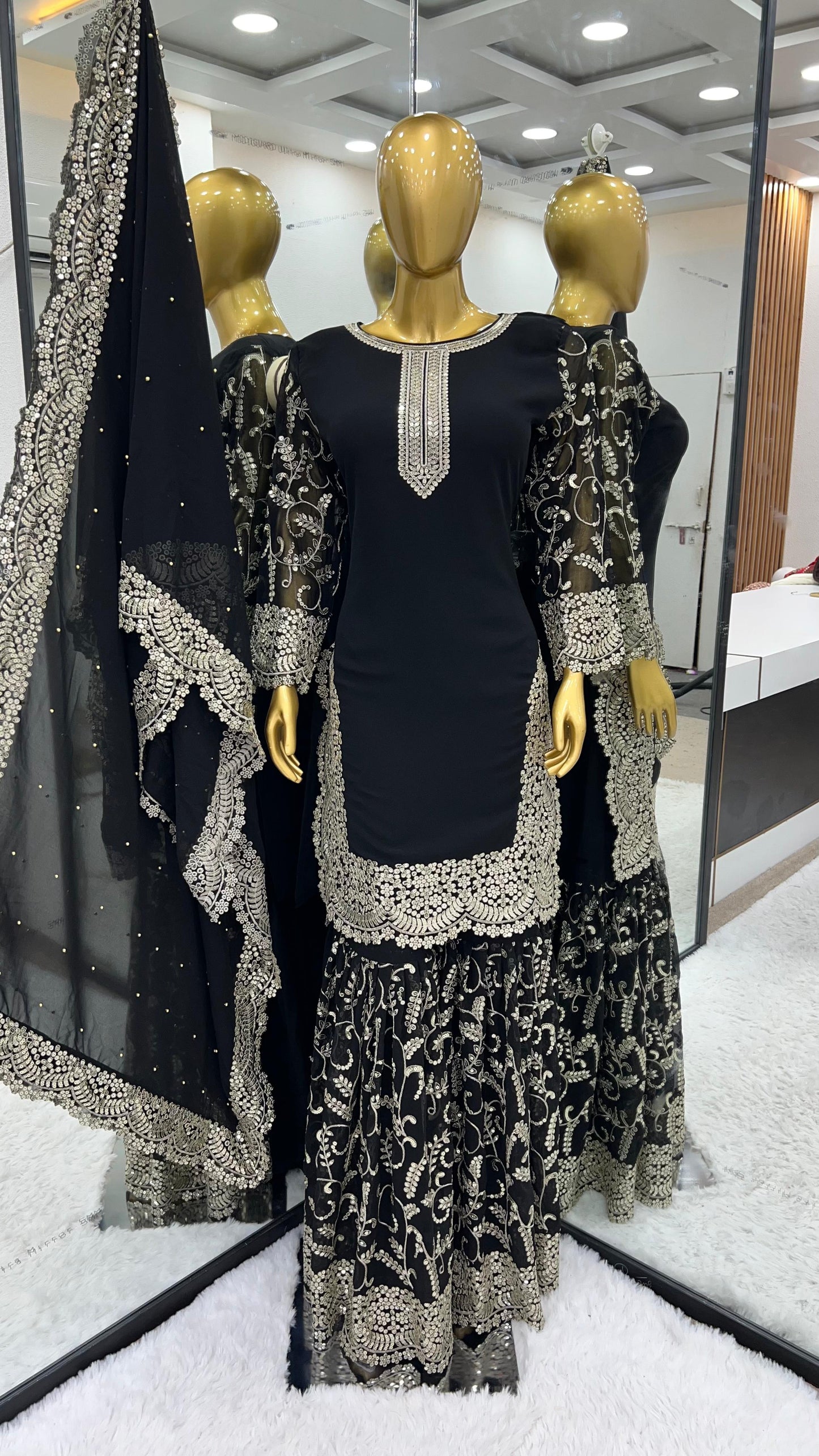 Designer Georgette Fabric Fully Stitched Gharara With Dupatta