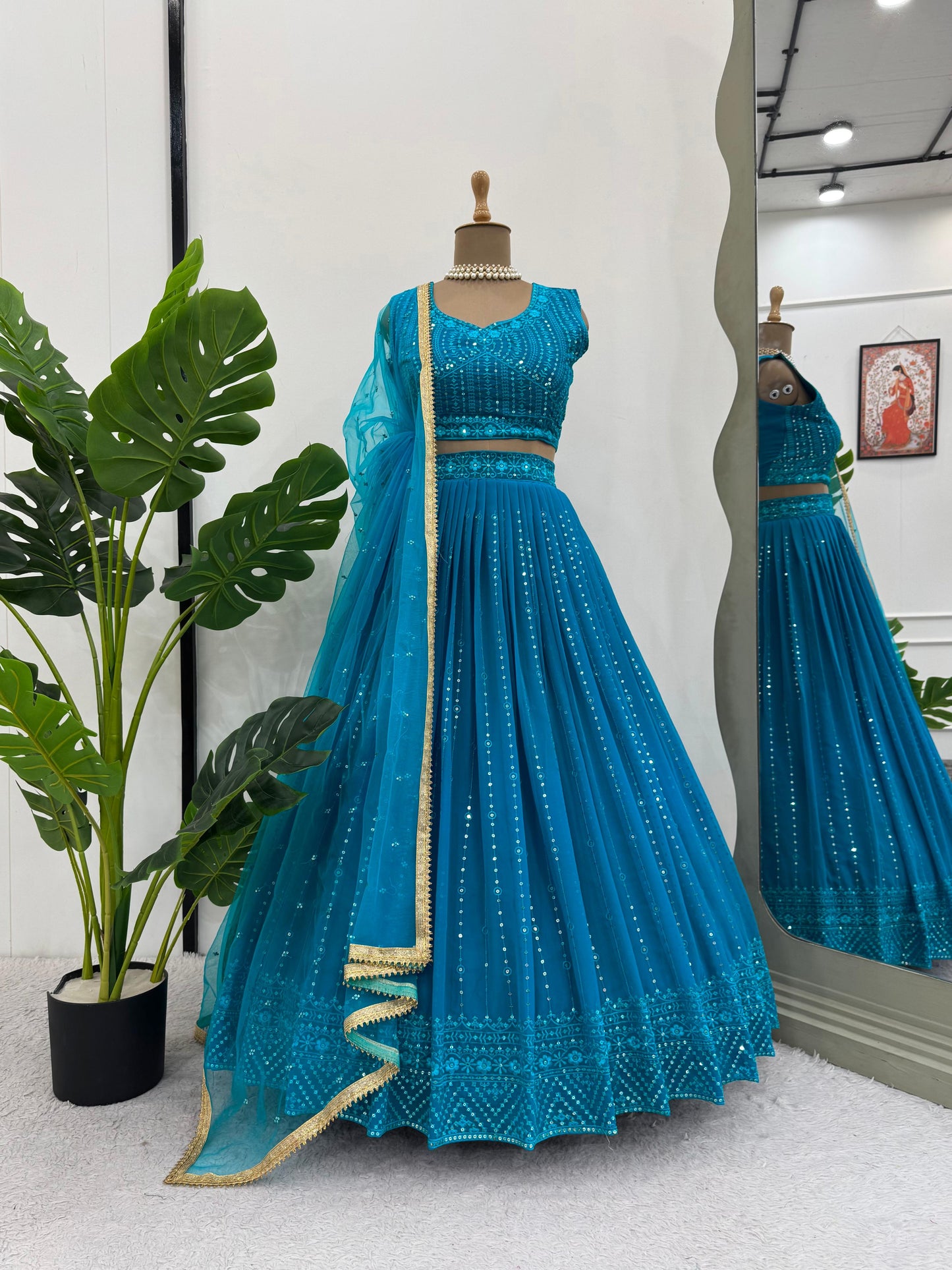 Wedding Wear Georgette Semi Stitched Lehenga Choli