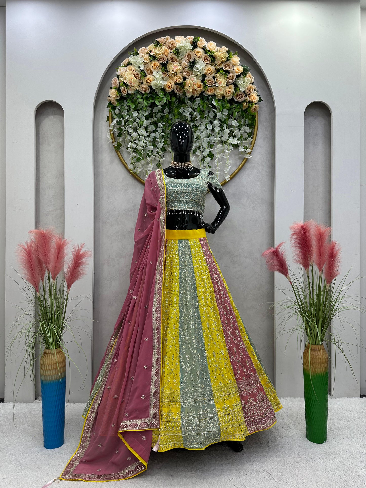 Wedding Wear Georgette Multi Color Lehenga Choli