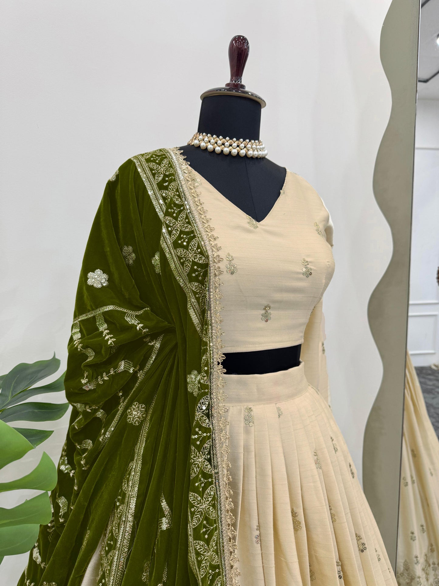 Party Wear Silk Lehenga Choli with Heavy Work Velvet Dupatta