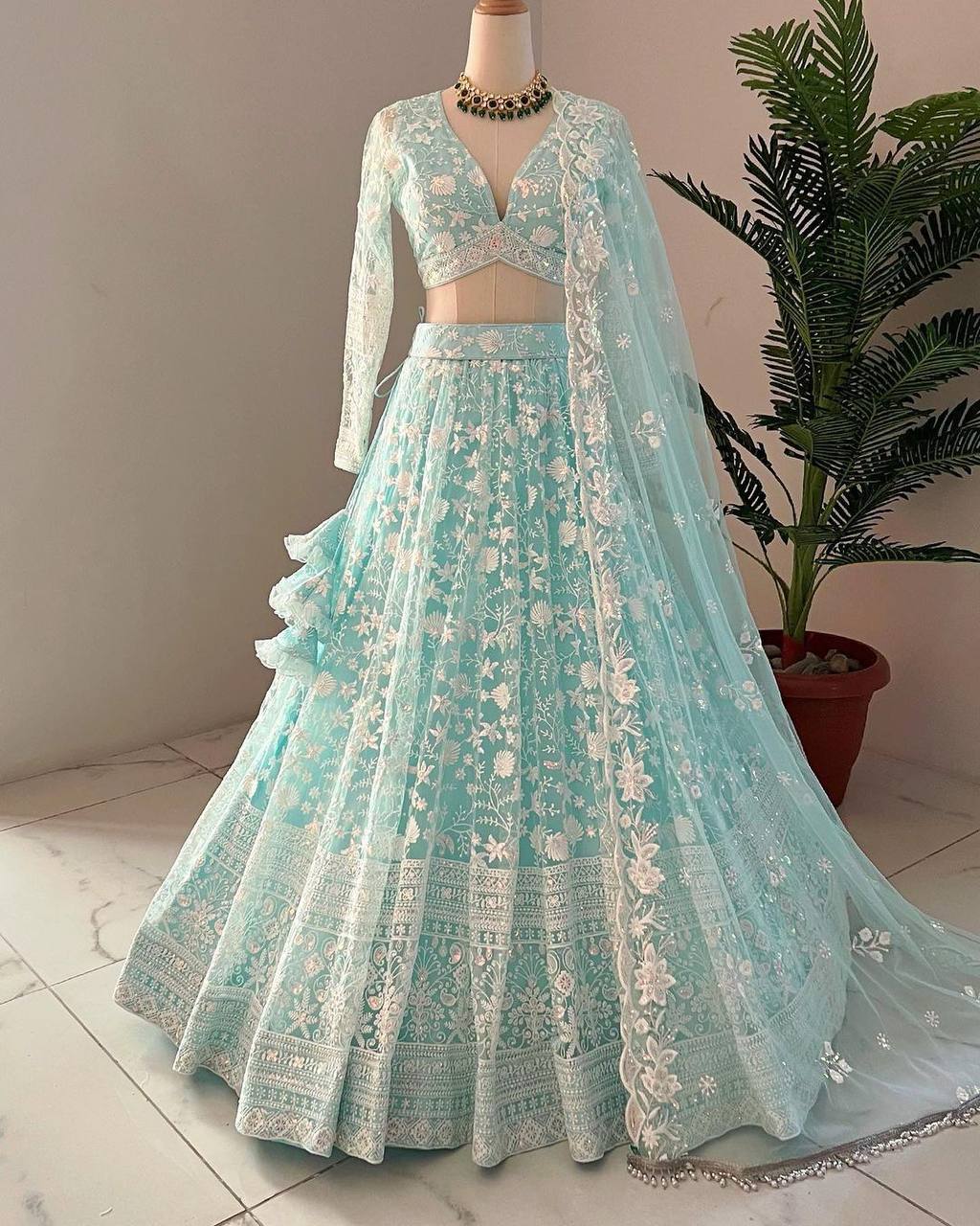 Wedding Wear Soft Net Embroidered Lehenga Choli