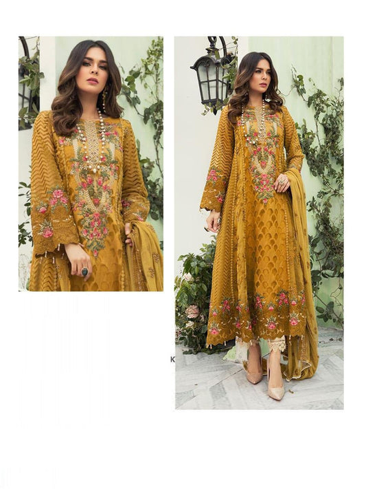 Mustard Color Straight Cut Semi Stitched Suit