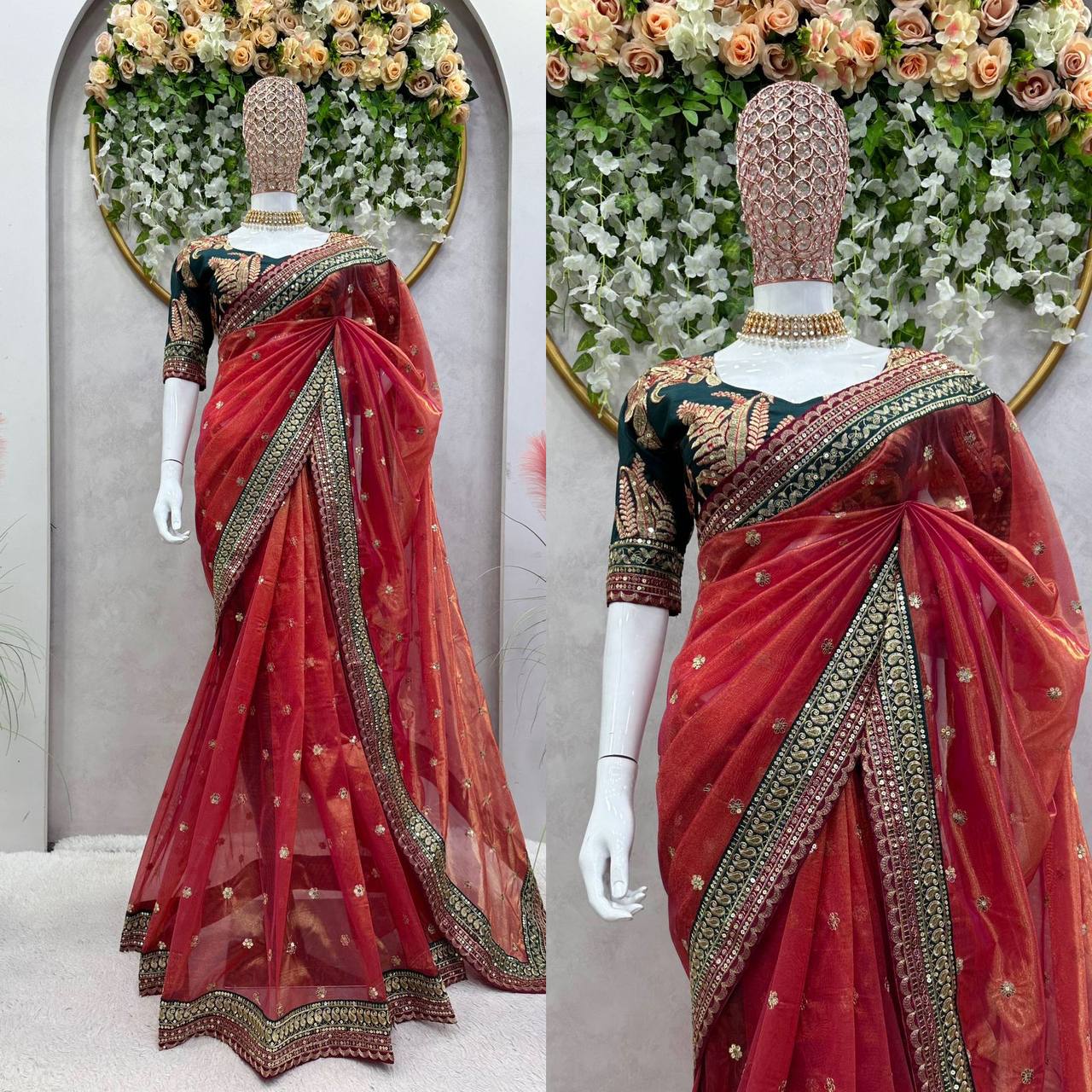 Beautiful Designer Saree On Jimmy Fabric With Thread  Sequence Work
