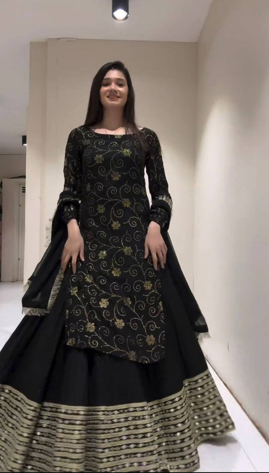 Trending Black Colour Attractive Georgette Fabric Lehenga Choli