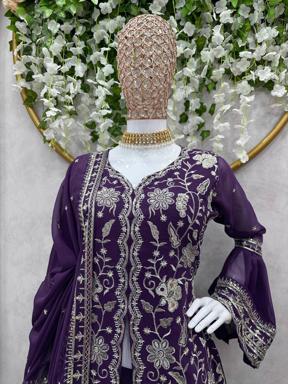 Attractive Georgette Fabric Fully Stitched Sharara Suit