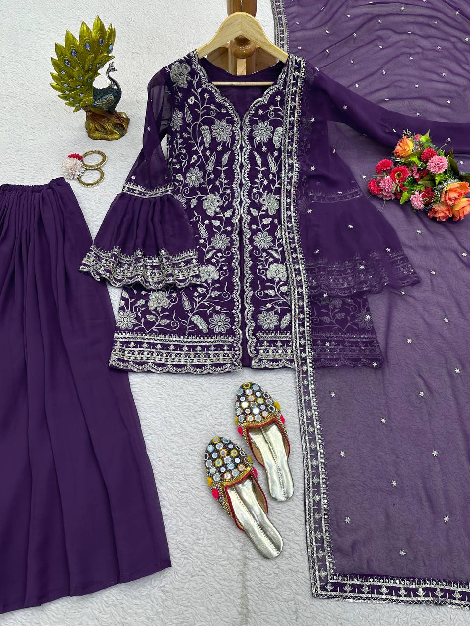 Attractive Georgette Fabric Fully Stitched Sharara Suit