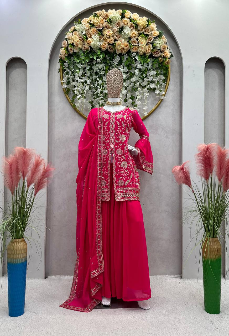 Attractive Georgette Fabric Fully Stitched Sharara Suit