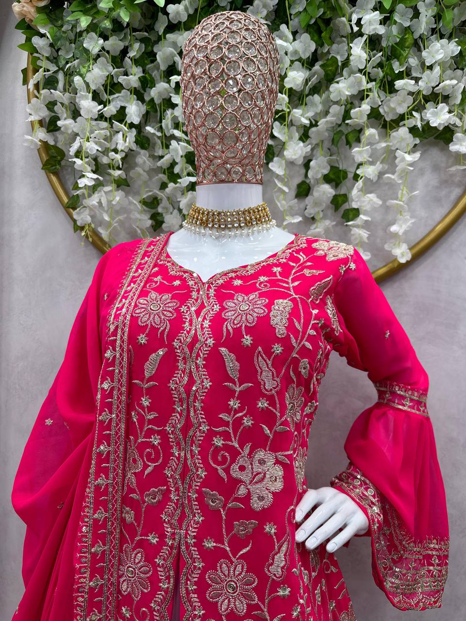 Attractive Georgette Fabric Fully Stitched Sharara Suit