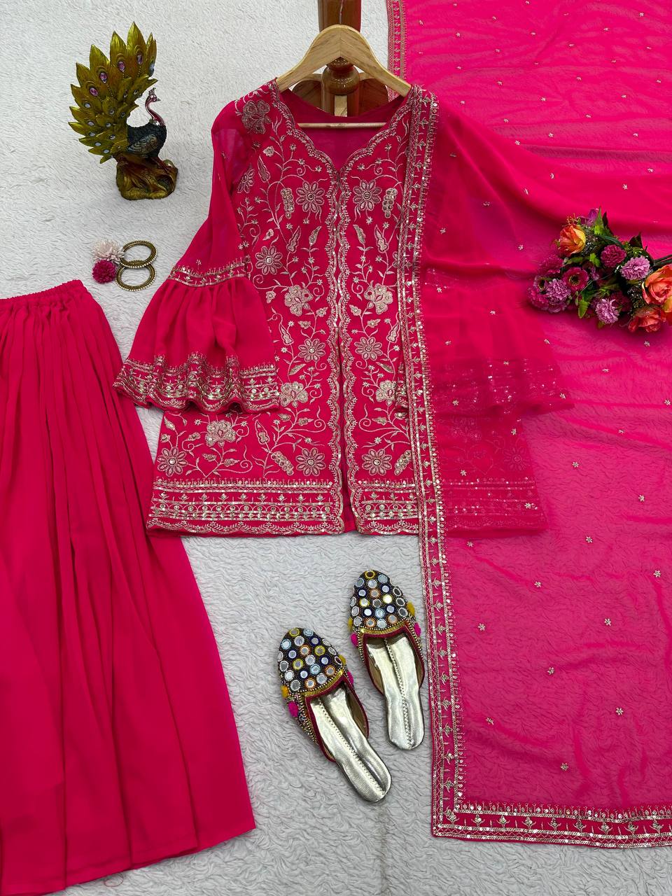 Attractive Georgette Fabric Fully Stitched Sharara Suit