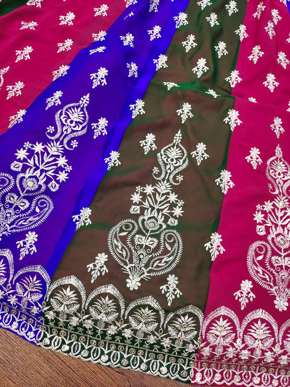 Beautiful Multi Colour Georgette Fabric Embroidery Design Work Legenga Choli