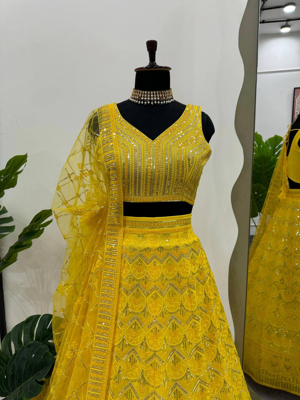 Wear Haldi Function Designer Georgette Fabric Thread Work Lehenga Choli