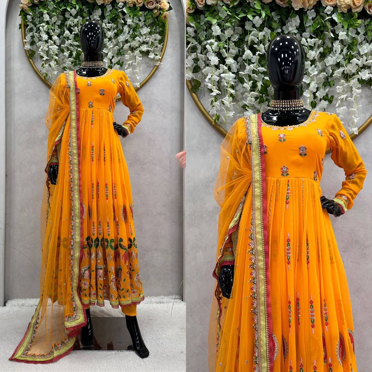 Designer Yellow Colour Georgette Fabric Pent With Dupatta