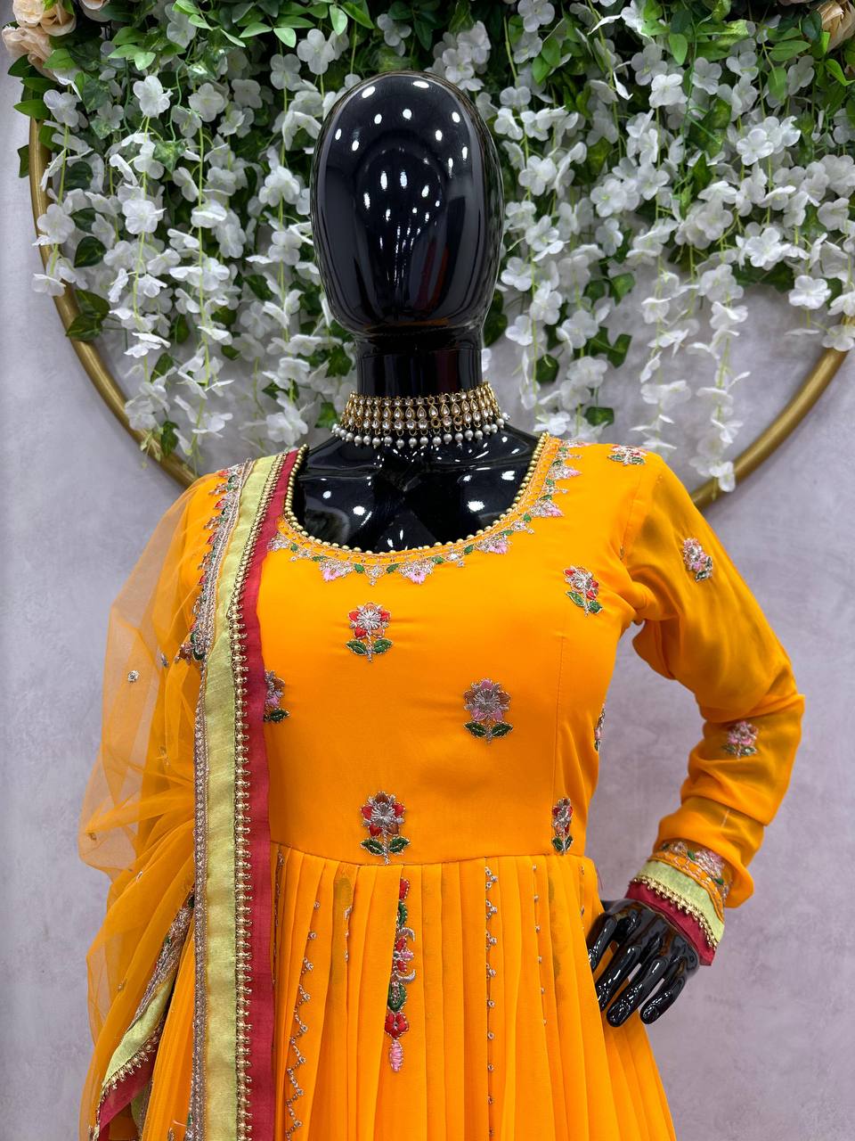 Designer Yellow Colour Georgette Fabric Pent With Dupatta