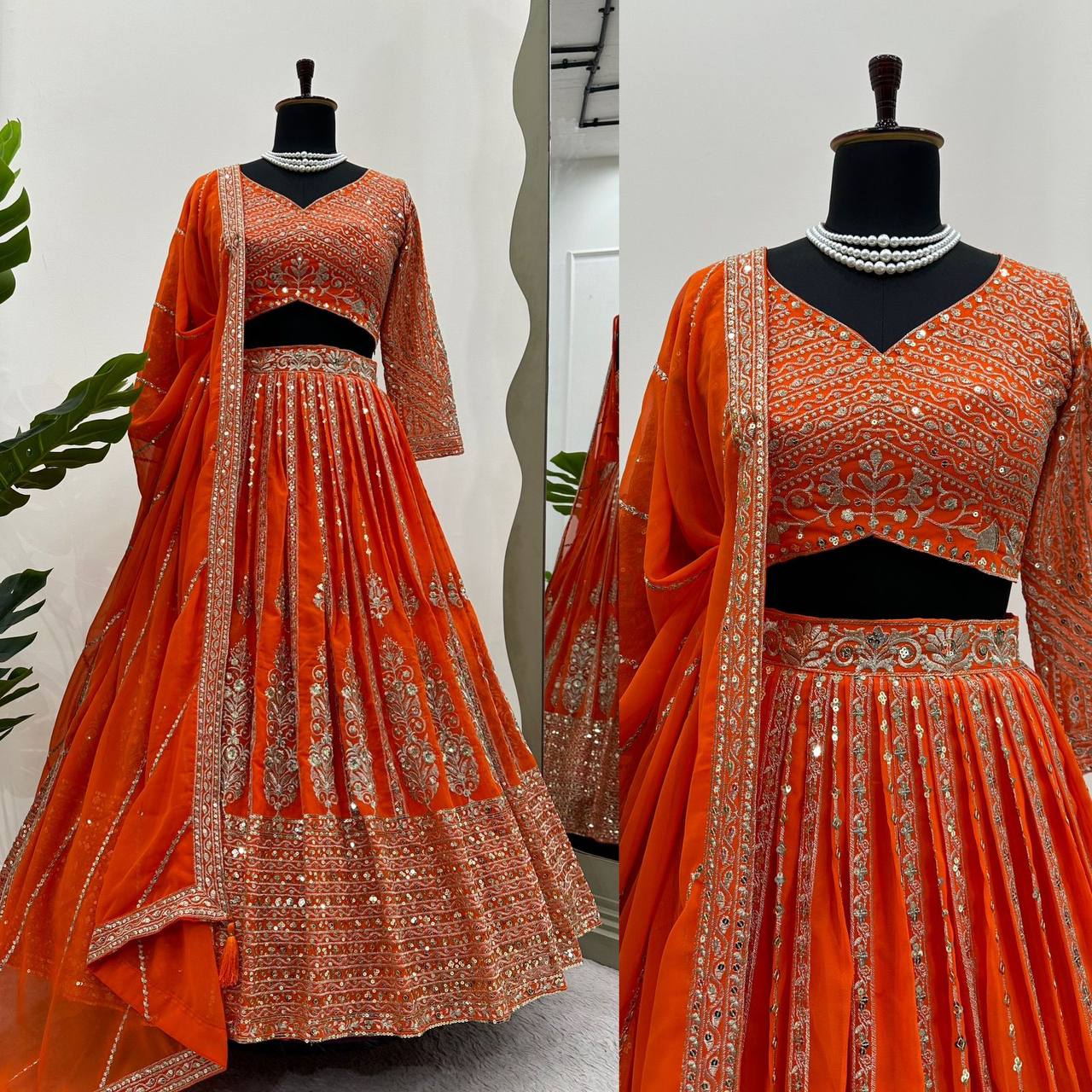 Fabulous Georgette Fabric Thread Work Lehenga Choli