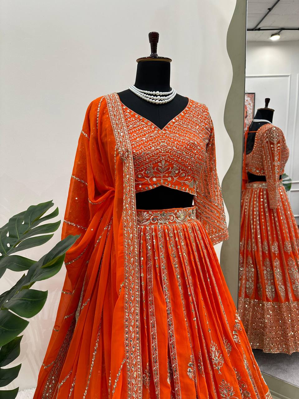 Fabulous Georgette Fabric Thread Work Lehenga Choli